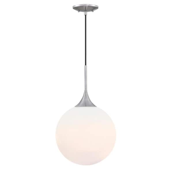 Westinghouse Pendant LED Dimmable 12W Moretti Glassobe, Brushed Nickel Frosted Opal Glass 6119500 - main